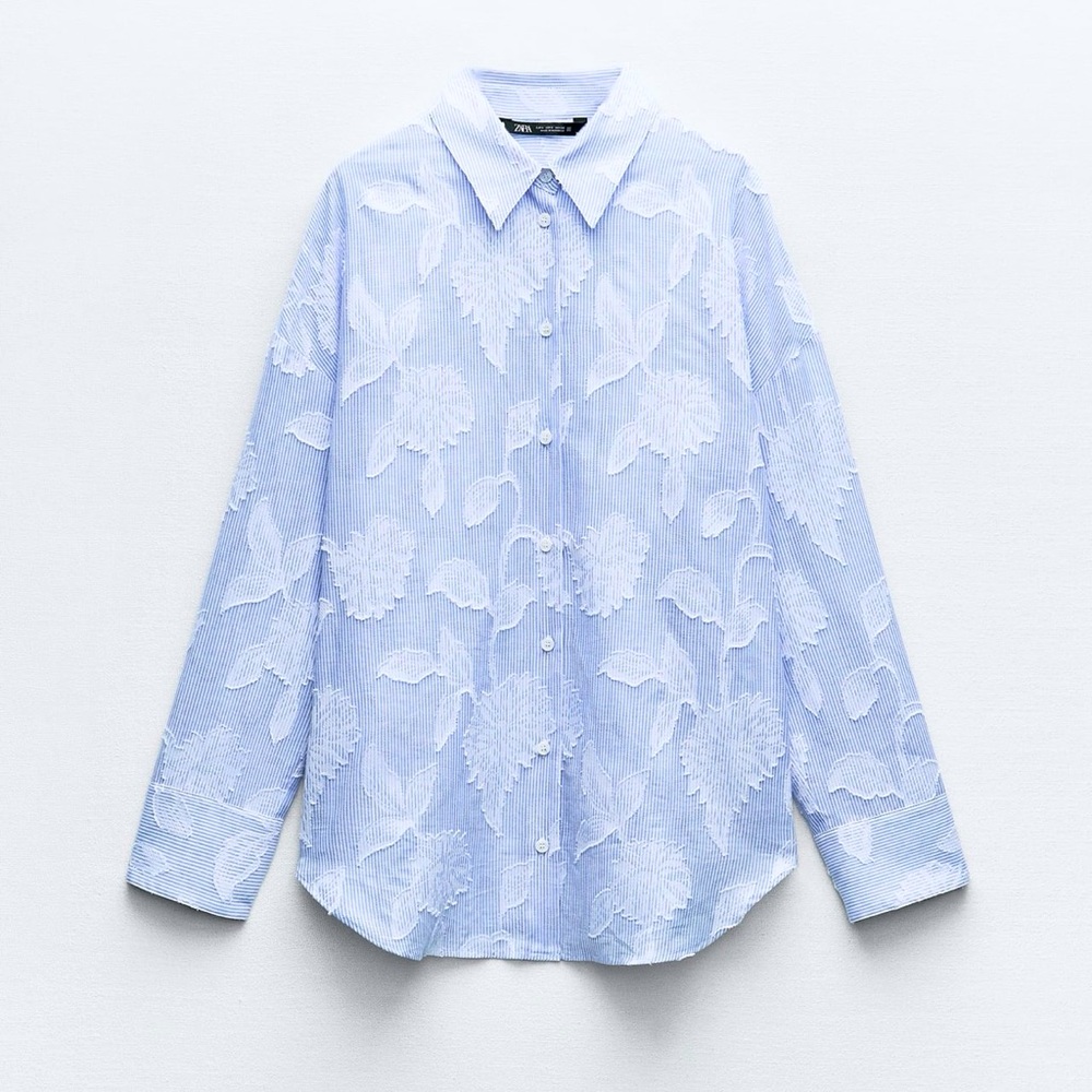 NWT ZARA - CHEMISE À RAYURES BRODÉE